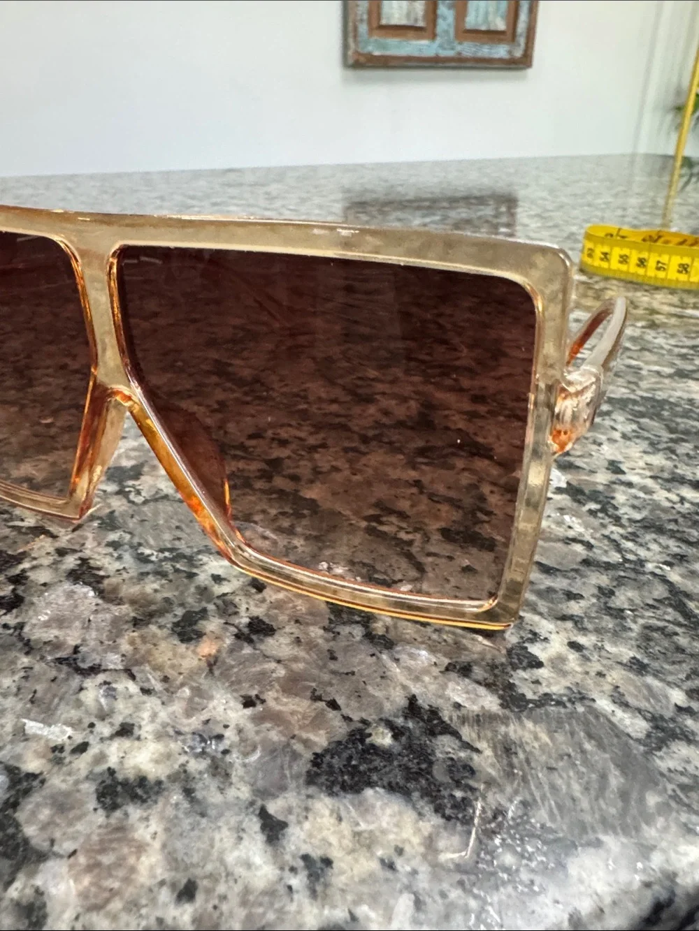Oversized Square Gradient Sunglasses - Amber Frame, Brown Lenses